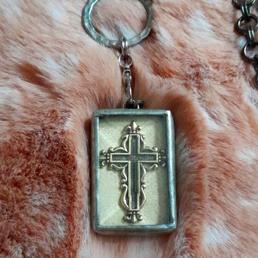 Jewel Kade reversible Cross/Basket Charm on Jewel Kade chain